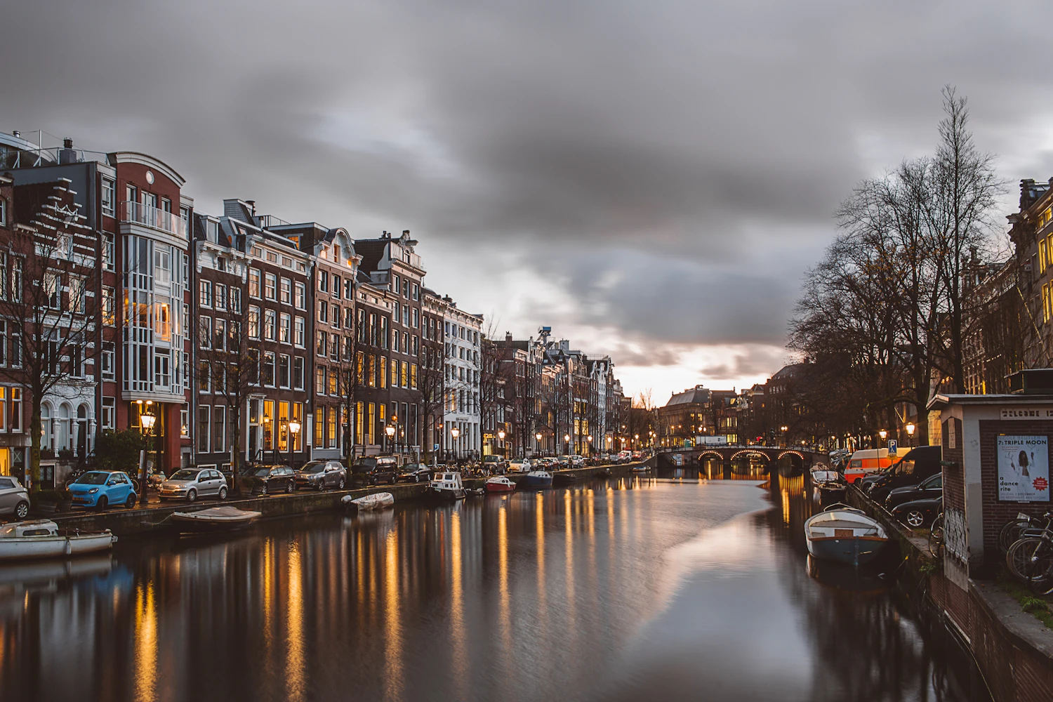 Canal houses beside the water in Amsterdam