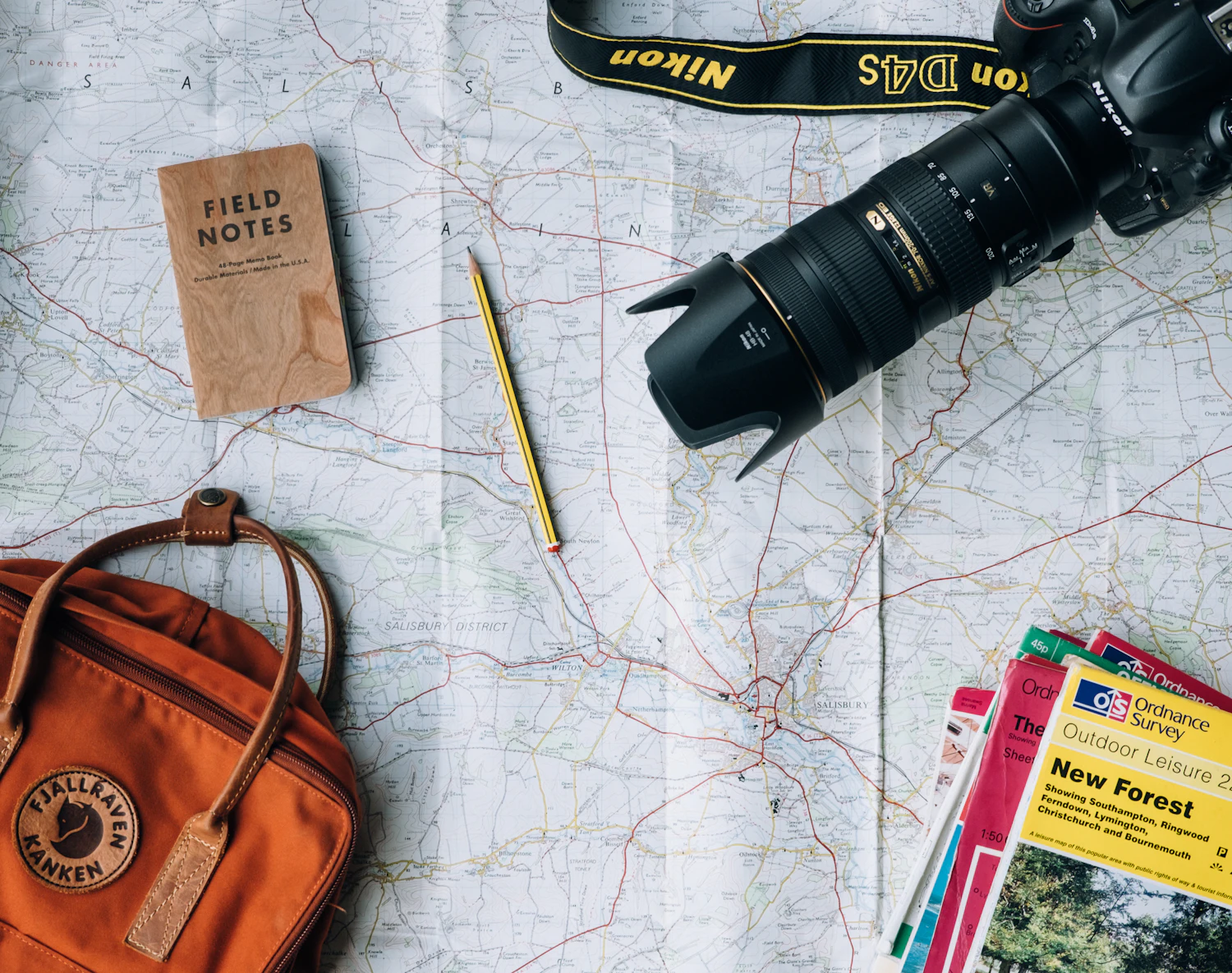 Map, camera and travel planning essentials
